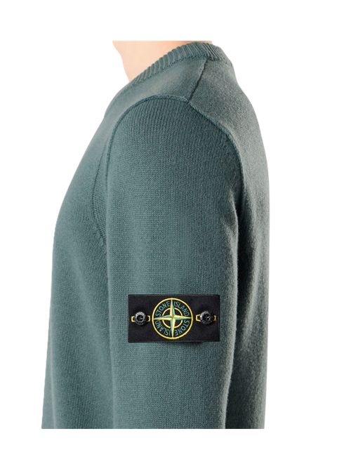 Maglione girocollo vestibilità regular con finiture a costine Stone Island | L2S15 5100072 S00A3V005T OCEAN GREEN